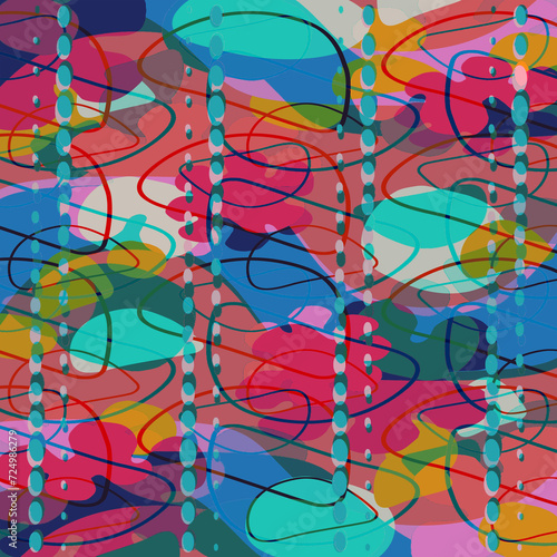 Colorful Beaded Geometric Shapes Print © Sharon