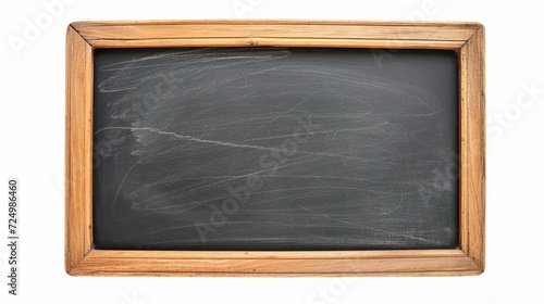 Blank chalkboard in wooden frame isolated on white, horizontal placed. © JW Studio