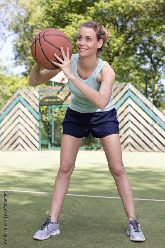 competitive female basketball player holding the ball © auremar