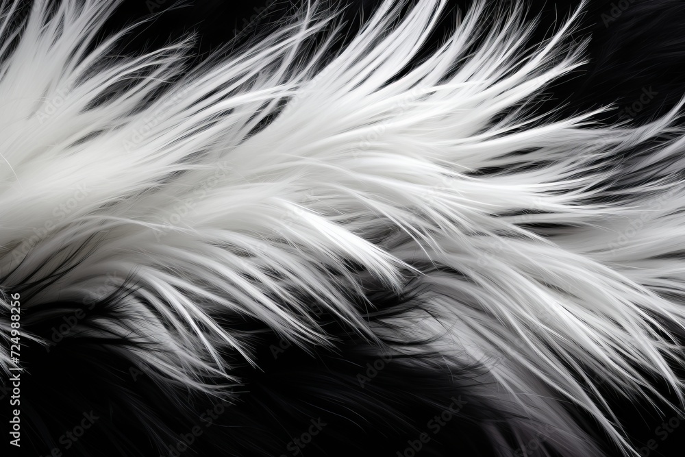 Obraz premium Monochrome black and white animal fur texture background with natural patterns and details