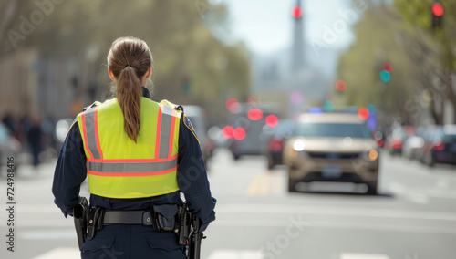 Female security guard on the road © Meow Creations