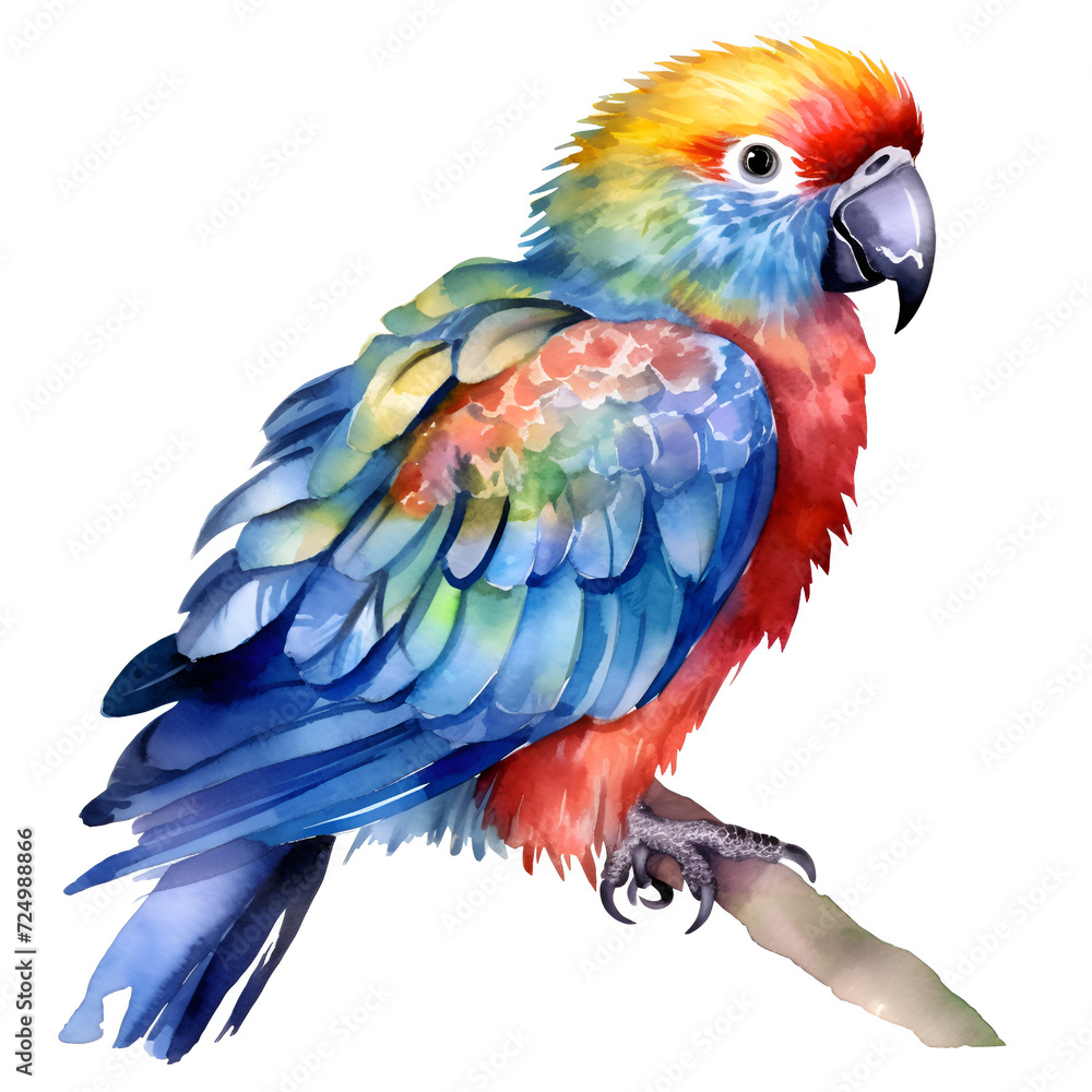 Obraz premium Parrot Watercolor Clipart, Colorfull Parrot Design, ai generative