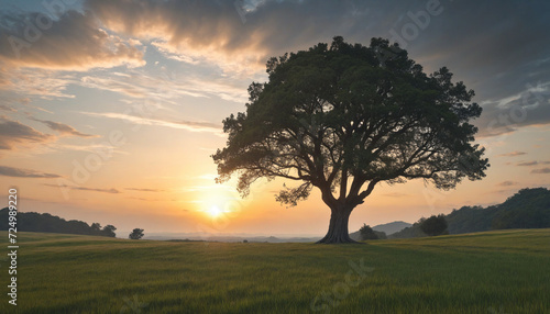 Enchanted view of majestic tree in mythical landscape