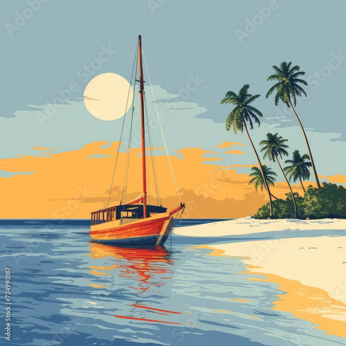 Art Illustration Modern Poster and Cover of tropical island concept