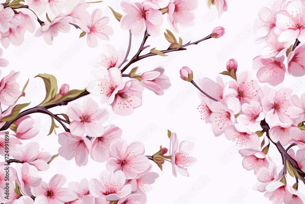 Sakura sprigs on a white background