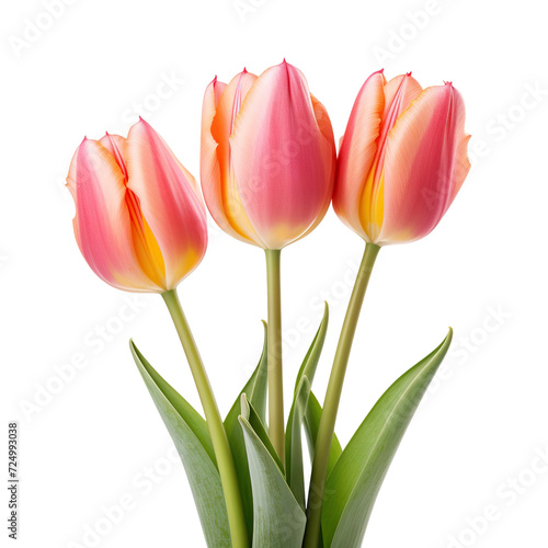 Three elegant blooming tulips  cut out