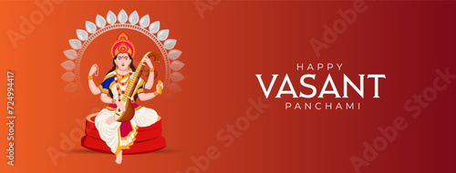 Vasant Panchami, Saraswati Puja, Basant Social Media Post photo