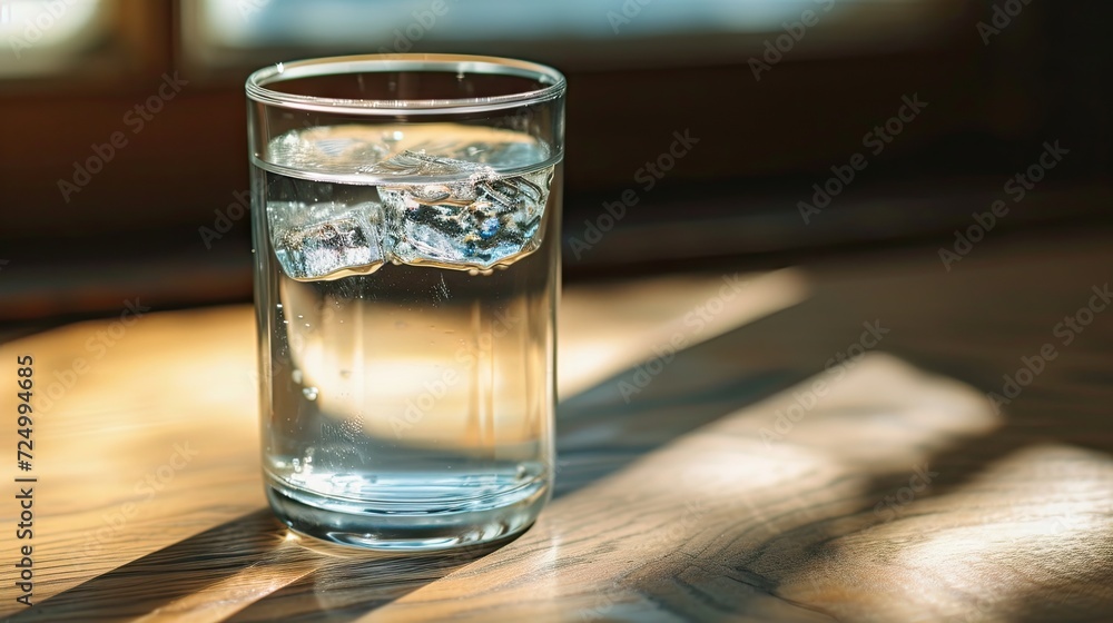 wooden table with clean drinking water, symbolizing the intersection of financial success and a commitment to a healthy lifestyle wooden table with clean drinking water, symbolizing the intersection of financial success and a commitment to a healthy lifestyle