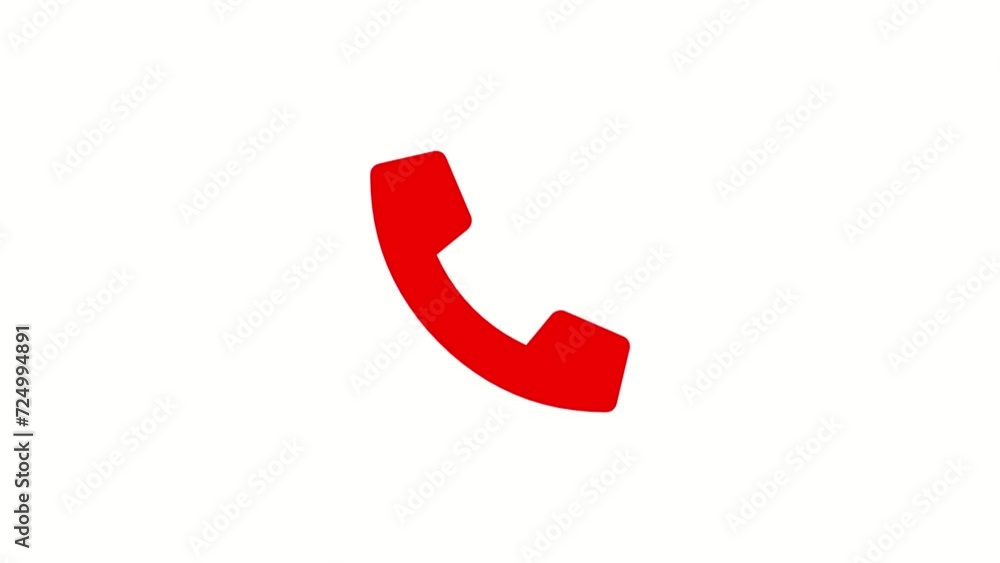 Animated Red Phone Icon on White Screen. Symbolizing Telephone Conversation or Communication. Call Concept. 4K Animation, Seamless Looping. Animated Red Phone Icon on White Screen. Symbolizing Telephone Conversation or Communication. Call Concept. 4K Animation, Seamless Looping.