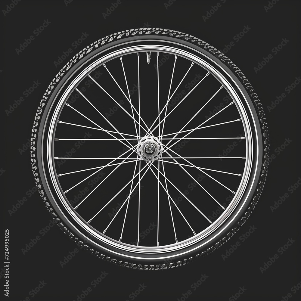 Bike Bicycle wheel vector icon. Bicycle wheel symbol. Bike rubber. Mountain tyre. Valve. Fitness cycle. Motor Bike. Vector. Black background