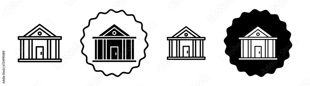 Institute set in black and white color. Institute simple flat icon vector Institute set in black and white color. Institute simple flat icon vector