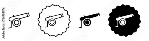 Cannon set in black and white color. Cannon simple flat icon vector