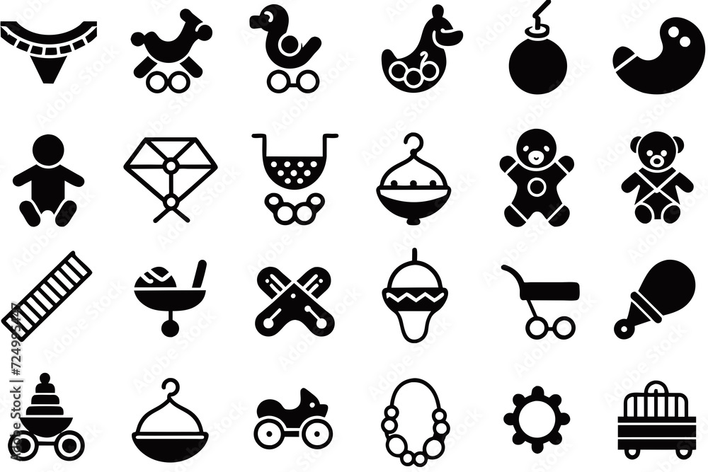 Baby icons set. Vector illustration