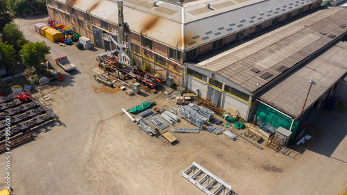 Aerial view on a building materials factory. 