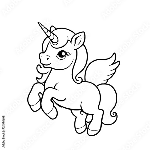 Cute baby unicorn Pegasus - coloring book for kids