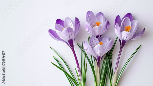 crocuses on a white background with space for text.