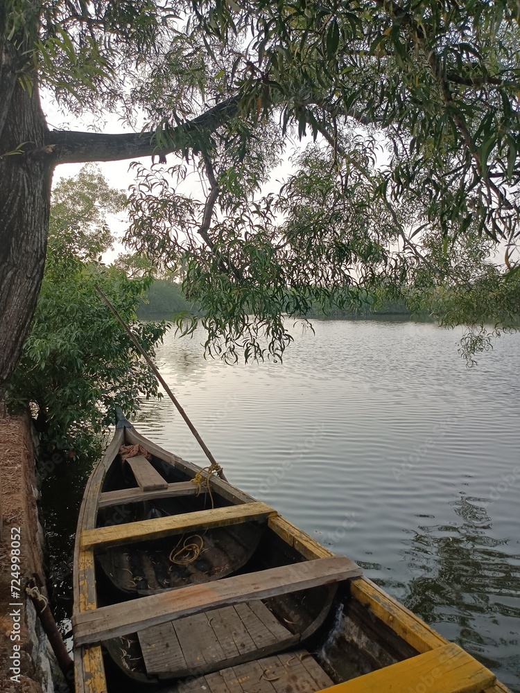 A wooden vehicle used for water transport is usually called a canoe.
A wooden vehicle used for water transport is usually called a canoe.