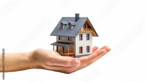 House in the palm of hand.. Saving money to buy new house. High rent price or home insurance