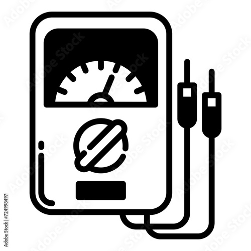 Ammeter glyph and line vector illustration
