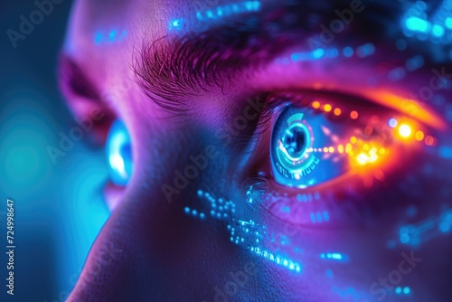 Man with cybernetic eyes that allow him to see in different spectra