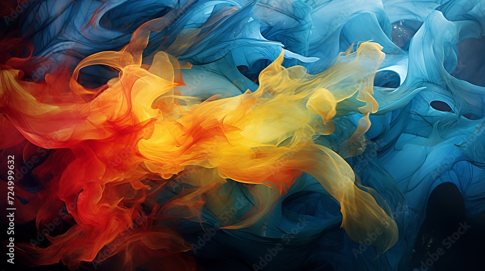 Fototapeta premium Vibrant abstract painting with fantasy concept, illustration of colorful and dynamic artwork