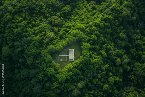 Eco-Oasis: Carbon Capture Technology Center Amidst Emerald Canopy