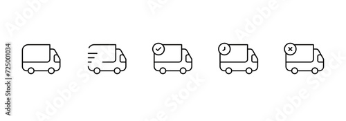 Delivery Van truck icon, delivery truck icons editable flat icon for apps and websites. Linear, editable stroke. Vector Illustration