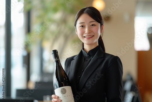 ソムリエとして働く若い日本人女性（レストラン・ワインエキスパート） photo