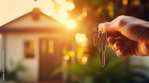 Keys in hand to the house. Real estate business, new homes and mortgages