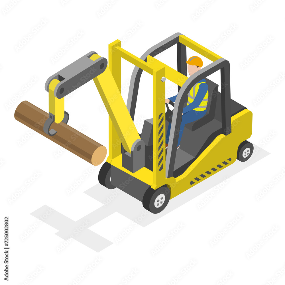 3D Isometric Flat  Illustration of Timber Industry. Item 1