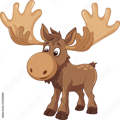 Illustration of moose cartoon. Boost your brand with this moose logo. Moose or Eurasian elk (Alces alces) / vintage illustration