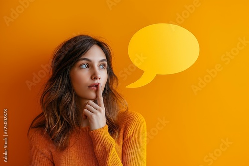 Contemplative Woman with Speech Bubble