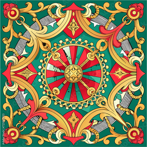 Baroque Tapestry: A Scarf Featuring the Lavish Art of Decorative Scrolls