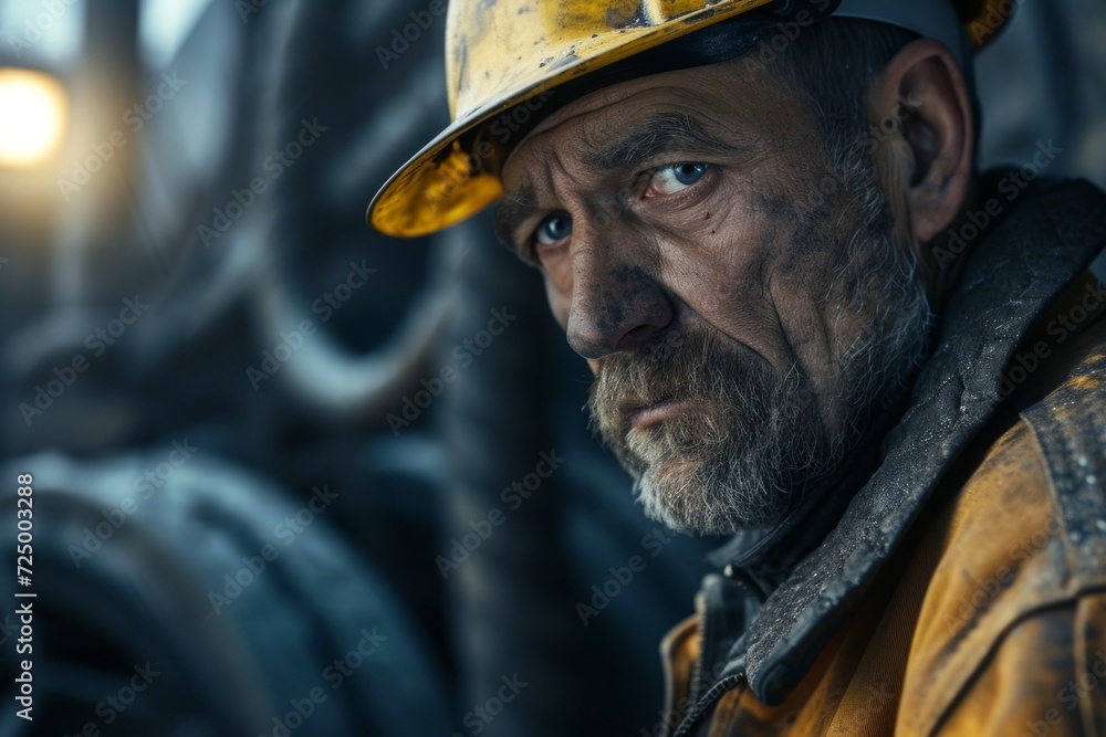 Elderly miner with a weathered face, reflecting a lifetime of perseverance and dignity. Elderly miner with a weathered face, reflecting a lifetime of perseverance and dignity.