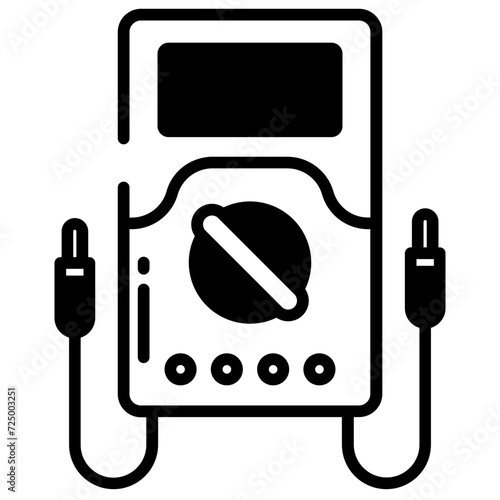 Voltmeter glyph and line vector illustration