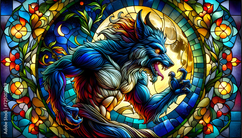 Stained glass werewolf