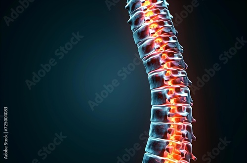 Pain in spine - medical concept isolated lite dark background.