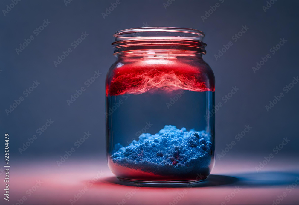 Illuminating Elegance: Rare Earth Metals Emitting Blue and Red Light Encased in a Jar – A Captivating Display of Radiant Elements Illuminating Elegance: Rare Earth Metals Emitting Blue and Red Light Encased in a Jar – A Captivating Display of Radiant Elements