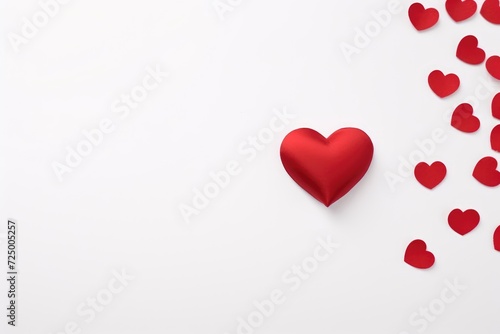A red heart on white background with copy space, Valentine's day and love concept