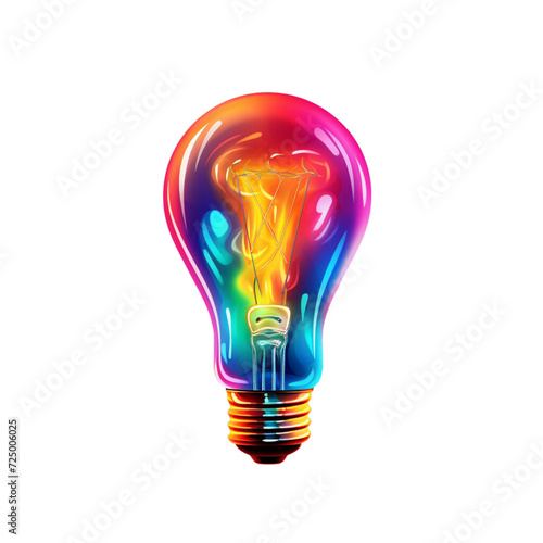 A coloured idea bulb on a transparent background