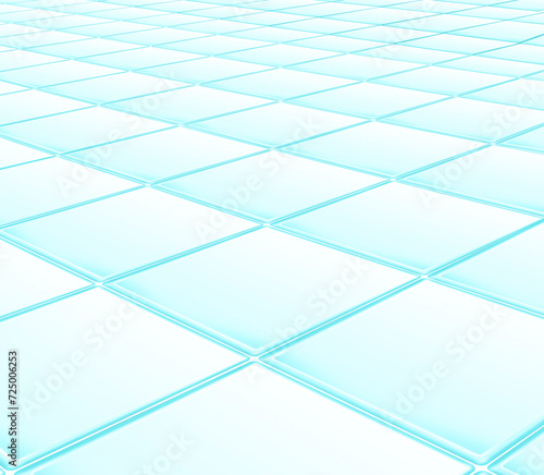 3d render, oblique tile floor with white joints. The ceramic pieces are square white with blue shadows and a feeling of hygiene and cleanliness.