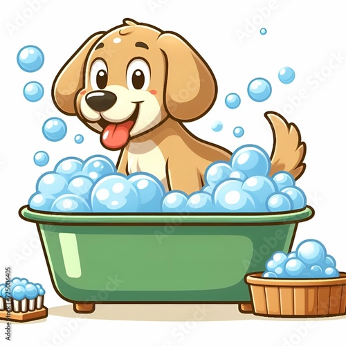 Dog Taking Bath Generative AI
