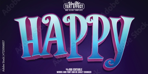 Happy editable text effect, customizable cartoon and comic 3D font style