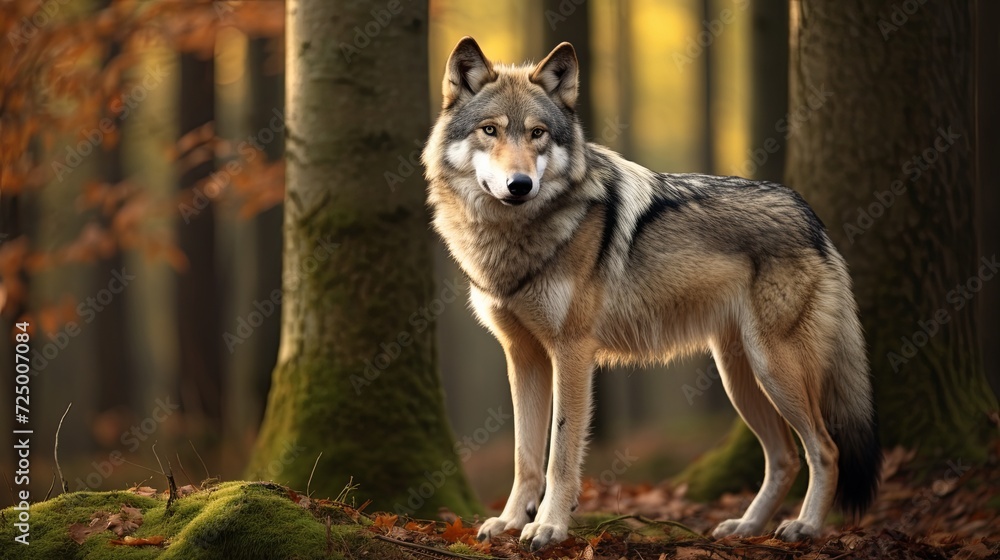 Majestic Wolf Standing in the Middle of a Forest Majestic Wolf Standing in the Middle of a Forest