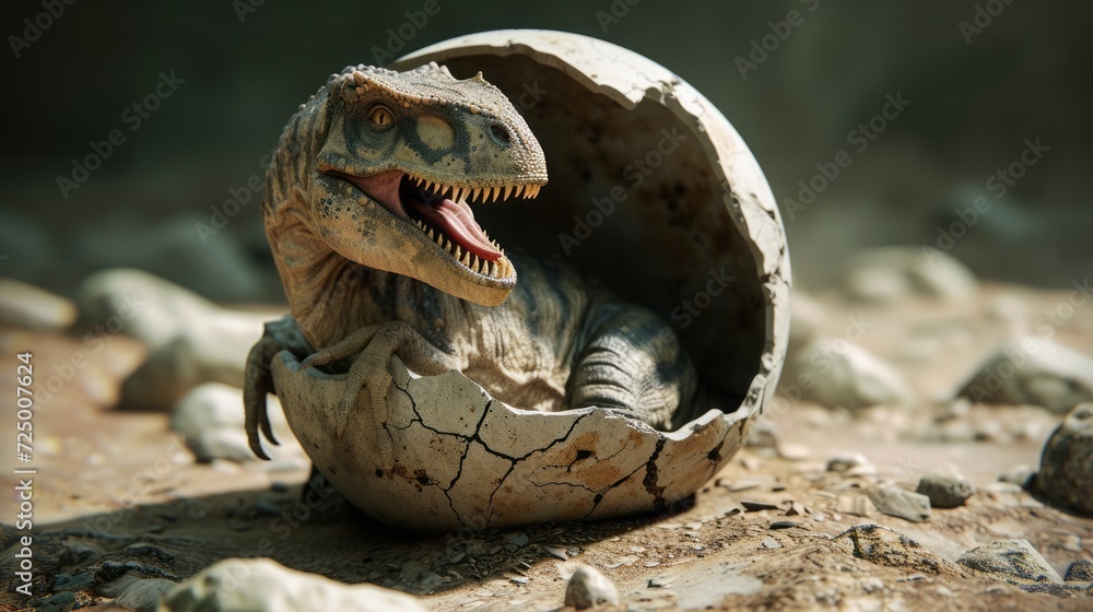 dinosaur in eggshell.