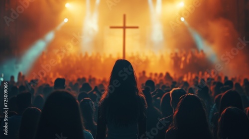 A Crowd of People Engaged in Cross Worship