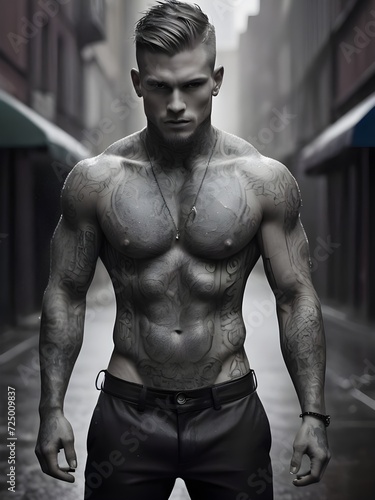 portrait of men with tattoos