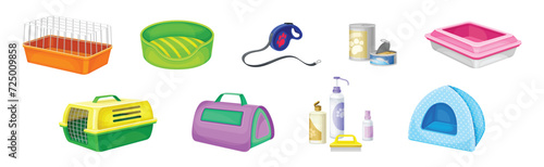 Pet Shop Object and Accessory for Domestic Animal Vector Set