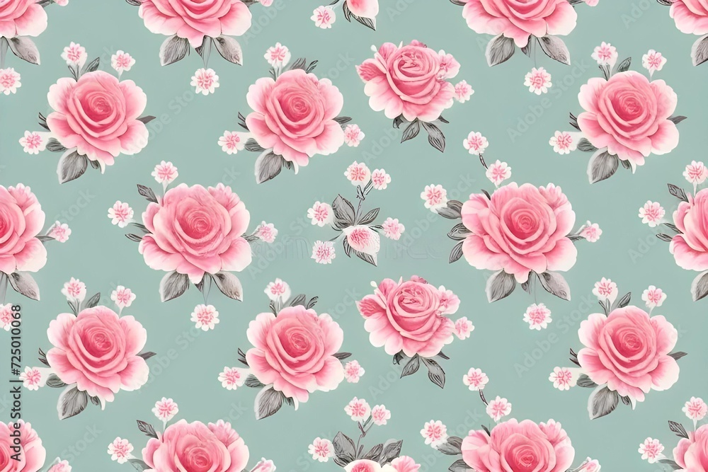 Repetitive pink and red roses floral pattern Repetitive pink and red roses floral pattern
