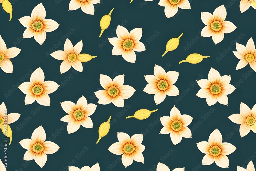Obraz premium Repetitive daffodils floral pattern